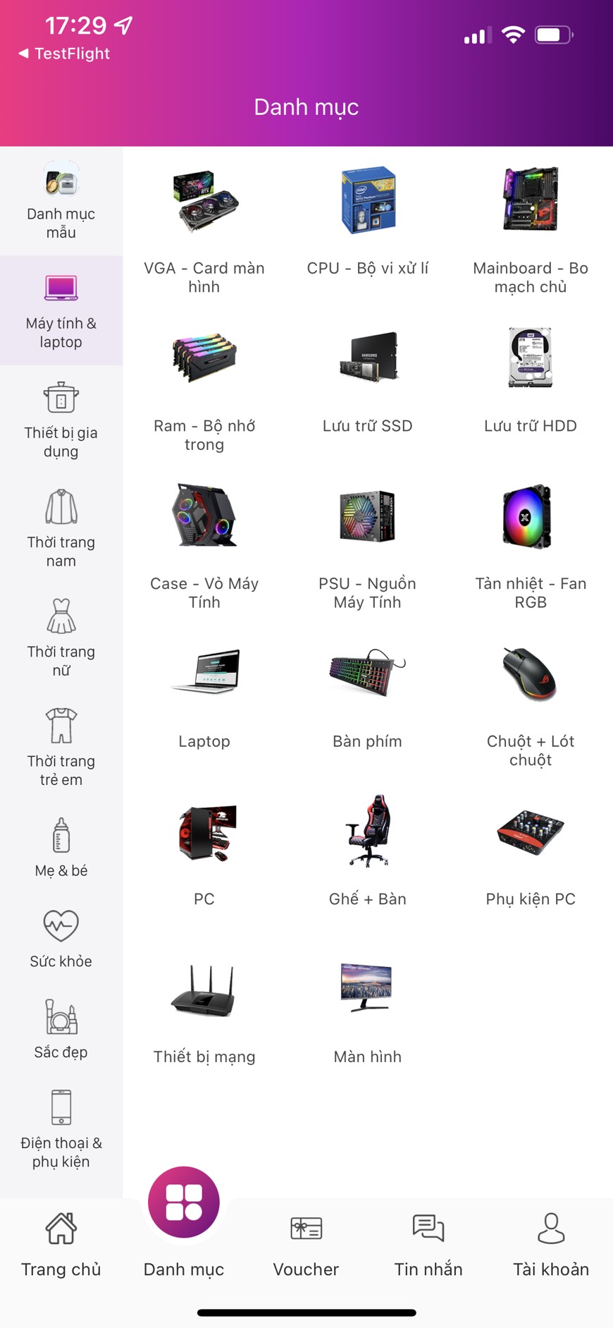 App sàn thương mại điện tử